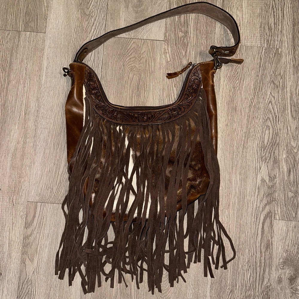 American Darling 100% Real Leather Fringe Cowhide Bag